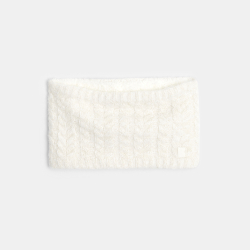 وشاح سنود منسوج من الصوف، باللون الأبيض مبطّنة بالفرو للفتيات الصغيرات